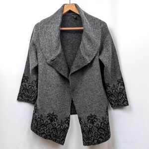 Adrienne Vittadini Cardigan Sweater Coat Shawl Collar Wool Blend Open Front 1X